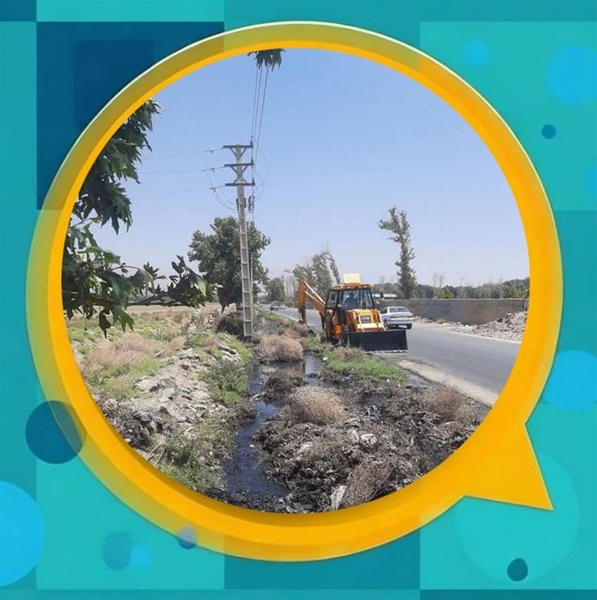 اجرای عملیات لایروبی نهرهای كشاورزی سطح شهر باغستان با هدف جلوگیری از آبگرفتگی